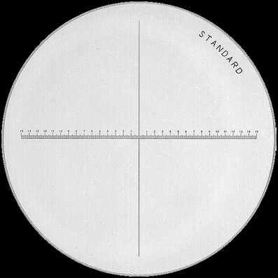 Réticule Ø 26 mm, pour loupes 7x, noir, gradué 20/0.01 mm