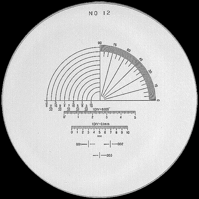 Schaal Ø 26 mm, voor meetloep 7x, zwart, n° 12