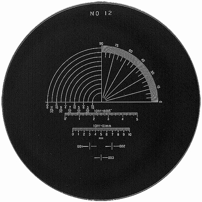 Reticule plate Ø 35 mm, for magnifier 10x, white, n° 12