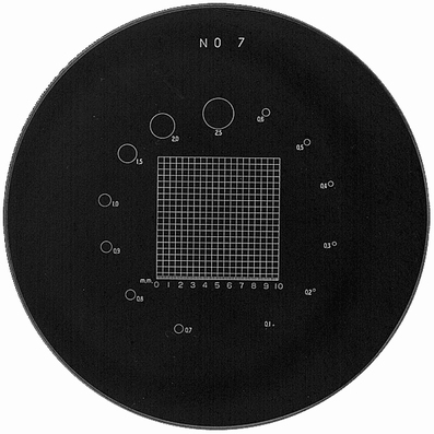 Reticule plate Ø 35 mm, for magnifier 10x, white, n° 7