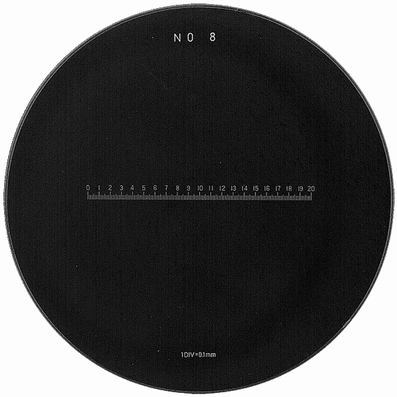 Reticule plate Ø 35 mm, for magnifier 10x, white, n° 8