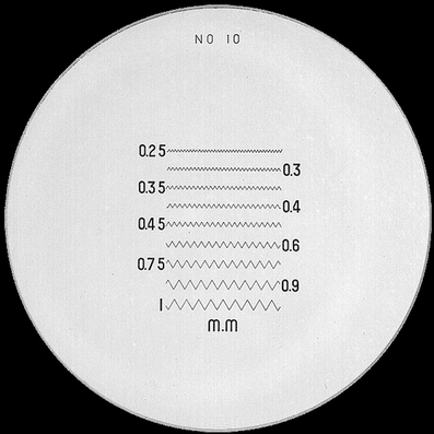 Réticule Ø 35 mm, pour loupes 10x, noir, n° 10