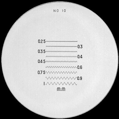 Schaal Ø 35 mm, voor meetloep 10x, zwart, n° 10