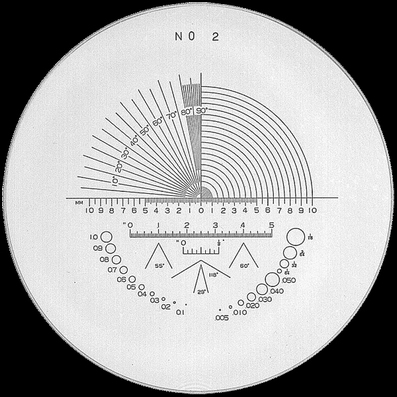 Schaal Ø 35 mm, voor meetloep 10x, zwart, n° 2