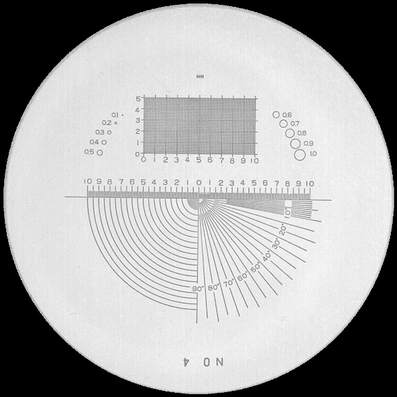 Reticule plate Ø 35 mm, for magnifier 10x, black, n° 4