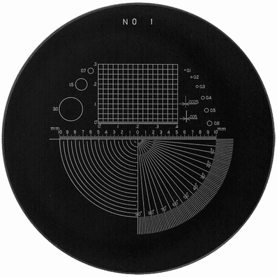 Reticule plate Ø 35 mm, for magnifier 10x, white, n° 1