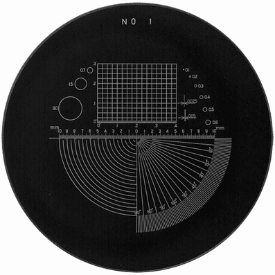 Schaal Ø 35 mm, voor meetloep 10x, wit, n° 1