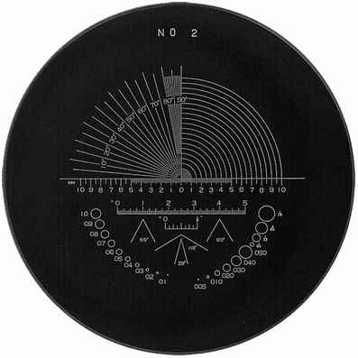 Schaal Ø 35 mm, voor meetloep 10x, wit, n° 2