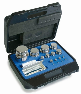 Set knop weight E2, inox, plastic case, 1g~100g
