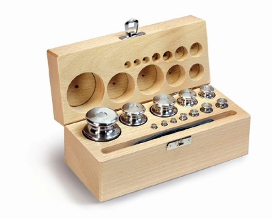Jeu de poids bouton M1, coffret bois, inox, 1g~500g