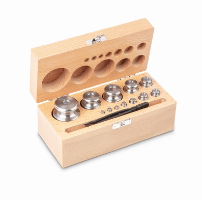 Set cylindrical stainless steel weight M2,wood case, 1g~200g