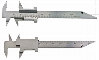 Small vernier caliper, 80 mm, 16/12 mm, 1/10