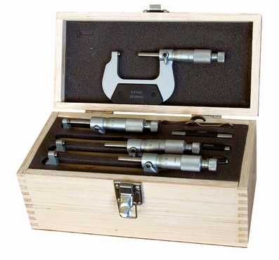 Set 4 outside micrometers,  Ø6.5 mm, 0.5mm, 0~100 mm