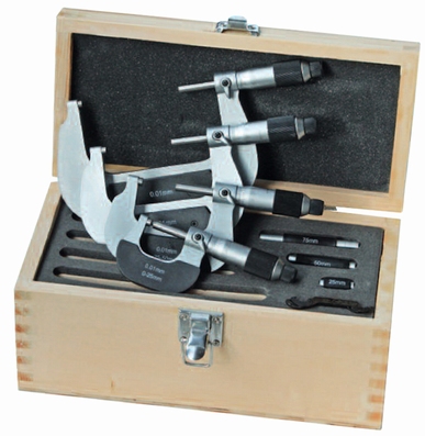 Set 4 outside micrometers,  Ø6.5 mm, 0.5mm, 0~100 mm