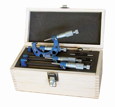 Set 4 outside micrometers,  Ø6.5 mm, 0.5mm, 0~100 mm