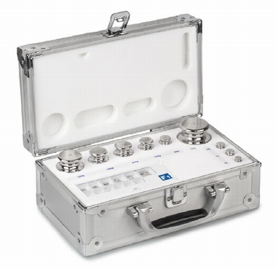 Jeu de poids  E1, inox, en valise alu rembourrée, 1mg~500mg