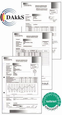 Certificat DAkkS pour pieds à coulisse => 200 mm