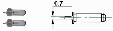 Paar platte inzetstukken Ø 0.7 mm, as Ø 5 mm
