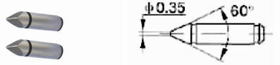 Pair of bevelled 60° inserts, shaft Ø 5 mm