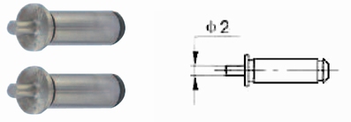 Paar ronde inzetstukken, kleine Ø 2 mm, as Ø 5 mm