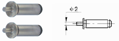 Paire d'inserts ronds, petit Ø 2 mm, queue Ø 5 mm