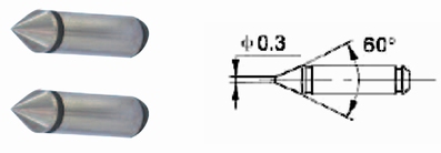Paar conische 60° inzetstukken, as Ø 5 mm