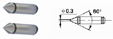 Pair of conical 60° inserts, shaft Ø 5 mm