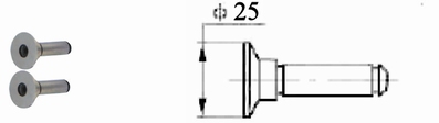 Pair of disc inserts Ø 25 mm, shaft Ø 5 mm