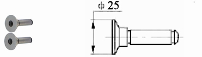 Paar schijfinzetstukken Ø 25 mm, as Ø 5 mm