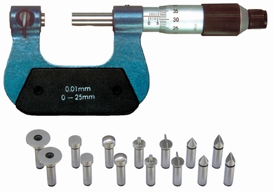 Universal micrometer with interchangeable inserts 0~25 mm