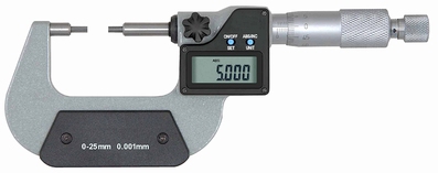 Digitaal micrometer met getrapte meetvlakken 0~25 mm