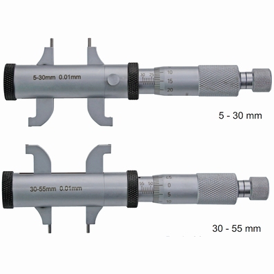 Internal micrometer, double jaws, 5~55 mm, 0.01 mm