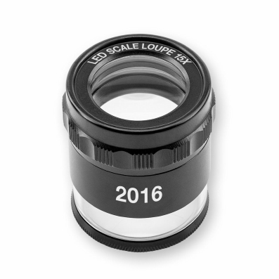Measuring magnifier PEAK 2016, 15x, 14/0.1 mm with LED illumination