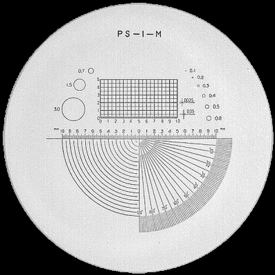 Schaal Ø 35 mm, voor meetloep 10x, zwart, PSM