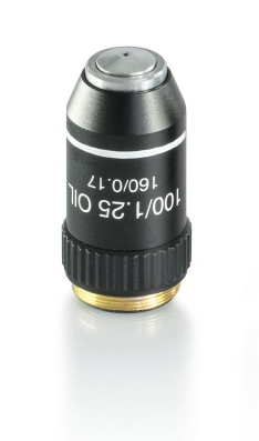 Objectif achromatique, 100 x /1,25 (huile) (à ressort) W.D. (0,07 mm)