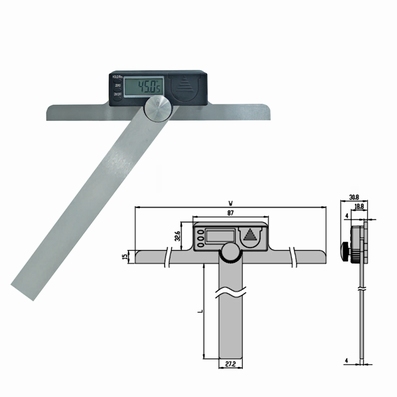 Hoekmeter, digitaal, 180°, 300x600 mm