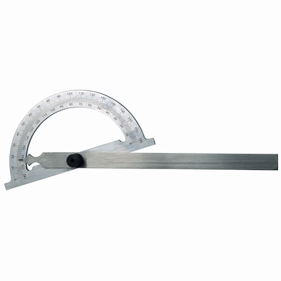 Rapporteur d'angle acier, 180°/1°, 120x150 mm