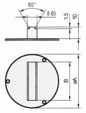 Dos à prisme vertical pour comparateurs Ø40 mm