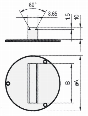 Vertical prism back for dial gauges Ø40 mm