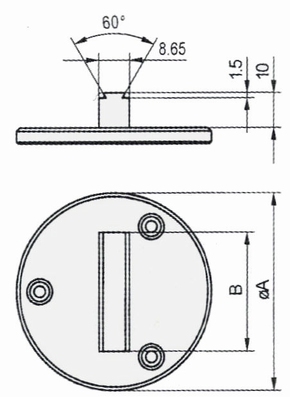 Vertical prism back for waterproof dial gauges W Ø40 mm