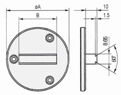 Horizontal prism back for waterproof dial gauges W Ø40 mm