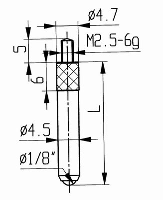 Contact point 573/17-L20, M2,5-6g/20/4,7/ball Ø1/8"