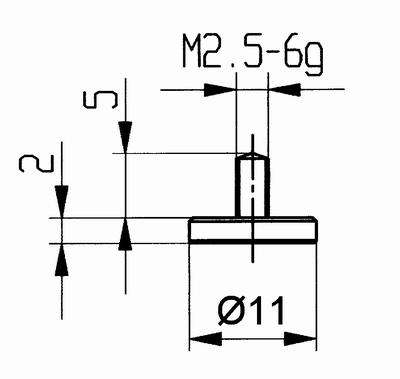 Contact point 573/11 - M2.5-6g/2/10/flat Ø11 mm