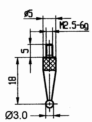 Tasterpunt 573/42R Ø3mm - M2.5-6g/18/5/kogel Ø3 /robijn koge