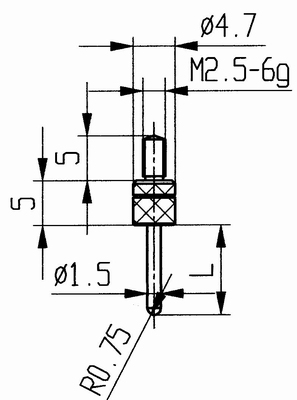 Touche 573/44HL-20 - M 2,5/20/1,5/L=20 Ø1,5 r=0,75/carbure