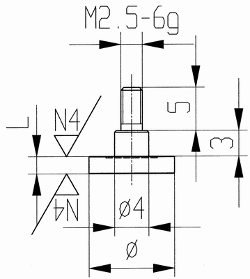 Contact point 573/40 Ø 7,8 L1,5, M2,5-6g/1,5/7,8/Ø7,8 mm