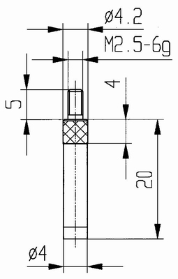 Contact point 573/47KU-10 - M2.5-6g/10/4/L=10, Ø4/plastic