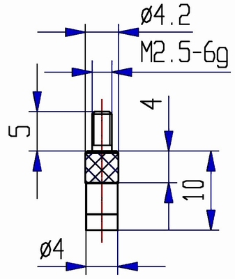 Tasterpunt 573/47 HL-10, M2,5-6g/10/4/ L=10, Ø4