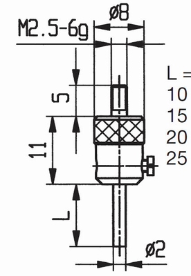 Contact point 573/36H-L10 - M2.5-6g/21/2/pin Ø2 /carbide