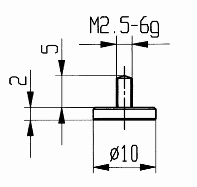 Contact point 573/11 - M2.5-6g/2/10/flat Ø10 mm